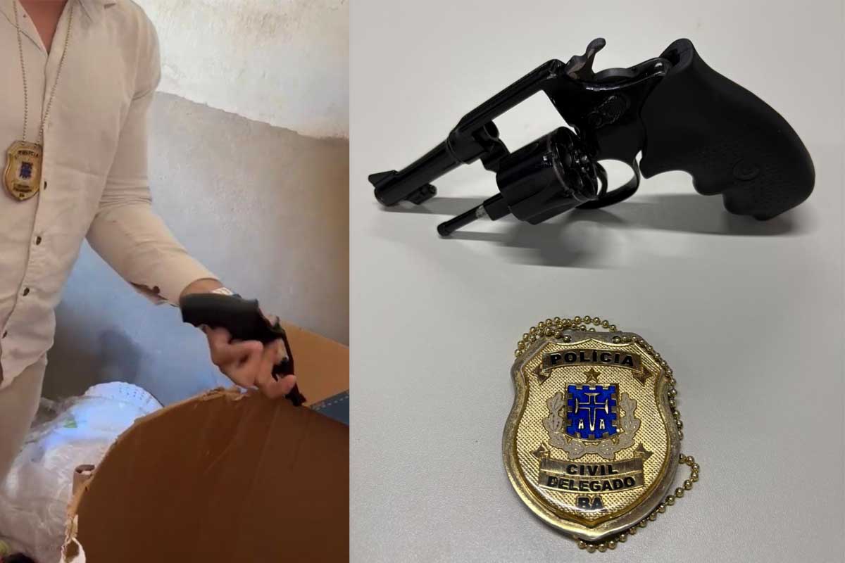 Arma foi encontrada dentro de uma caixa de papelão com roupas em um dos quartos do imóvel, segundo a Polícia Civil