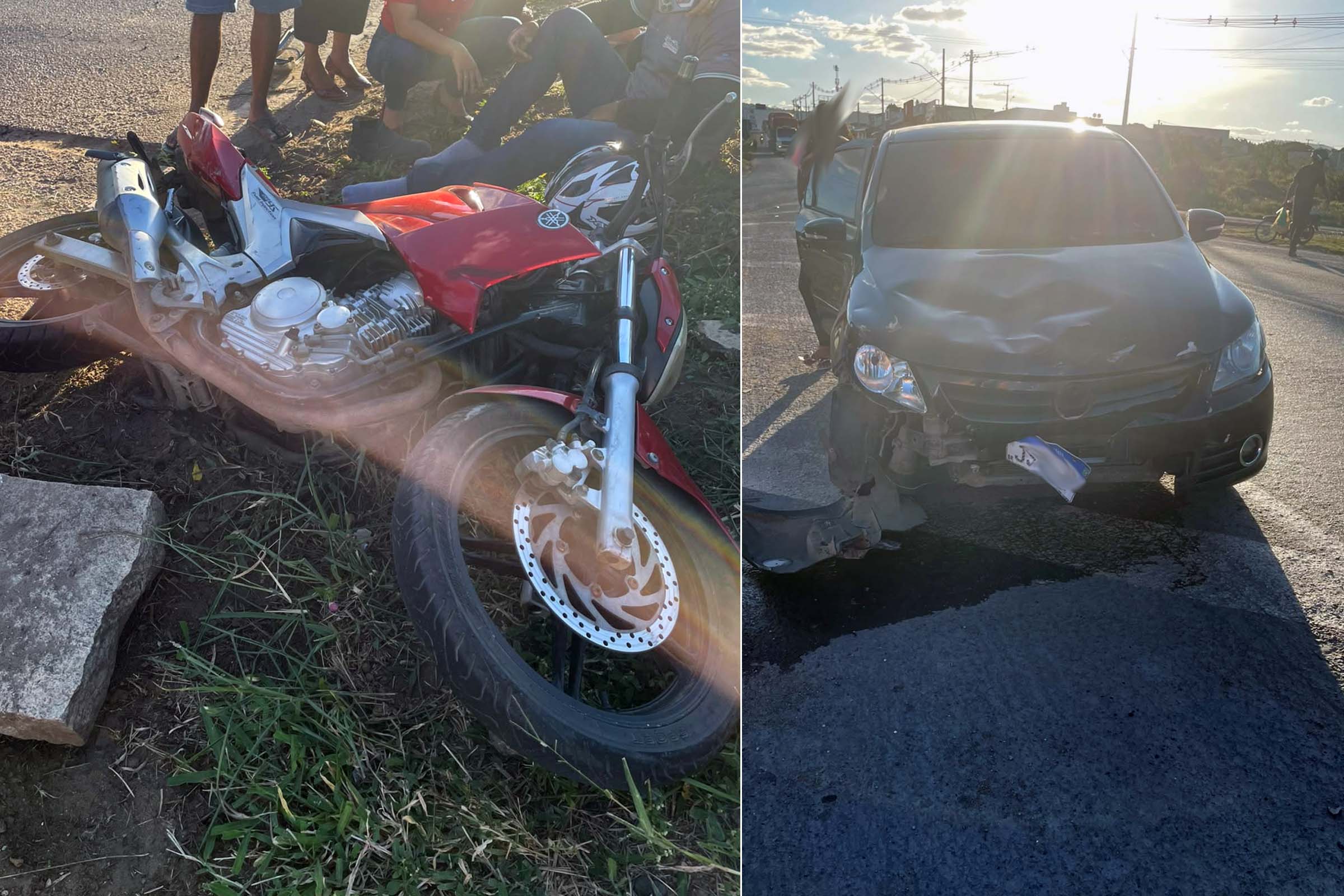 Motociclista fica ferido após acidente com carro na BR-242, em Itaberaba