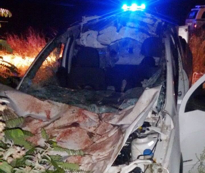 Animal na pista: Uma pessoa morre e 4 ficam feridas em grave acidente entre Iaçu e João Amaro