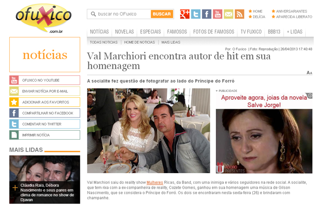 Itaberabense vira noticia no maior site de fofoca do Brasil